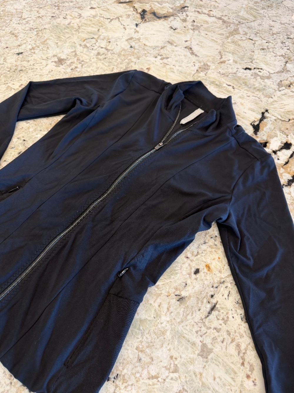Athleta Jacket Womens Medium Black Shanti Powervita Thumbhole Active Full Zip
